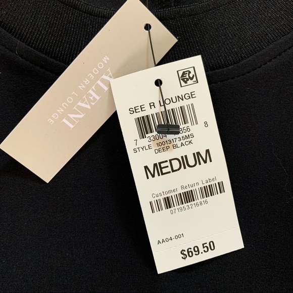 Alfani New With Tags Black Top with Silver Stripe Down Sleeves Casual Dressy - Picture 6 of 7